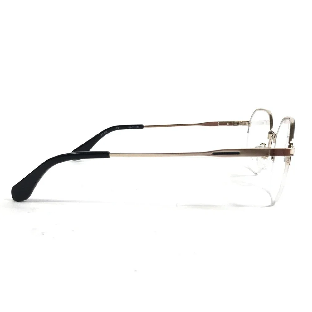Adin Thomas Eyeglasses Frames AT-632 C2 Black Gold Hexagonal Wire Rim 49-17-135